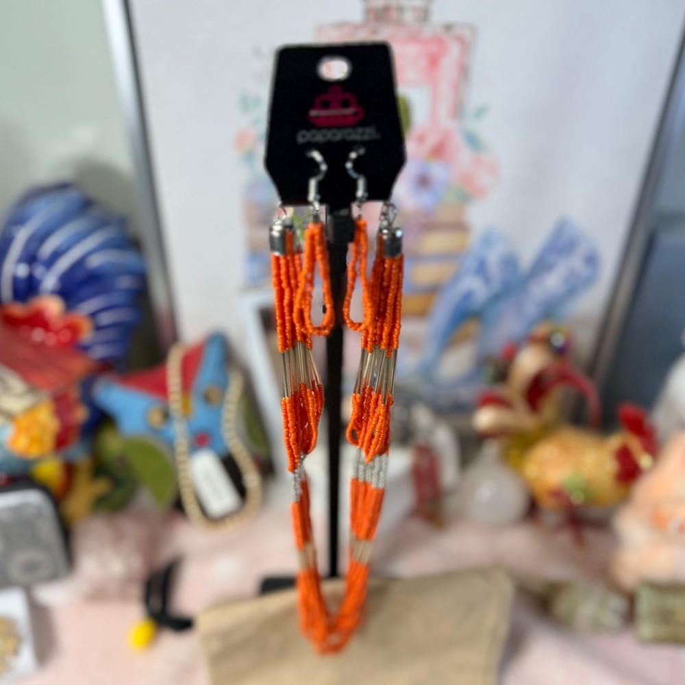 Paparazzi Bold Orange Beaded Jewelry Set